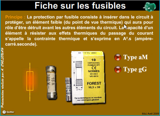 Fiche sur les fusibles aM et G1