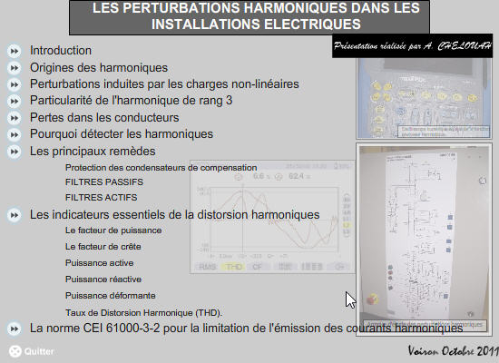 Cours sur les perturbations harmoniques dans les installations électriques.