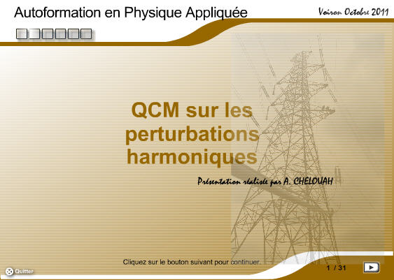 QCM sur les perturbations harmoniques dans les installations électriques.