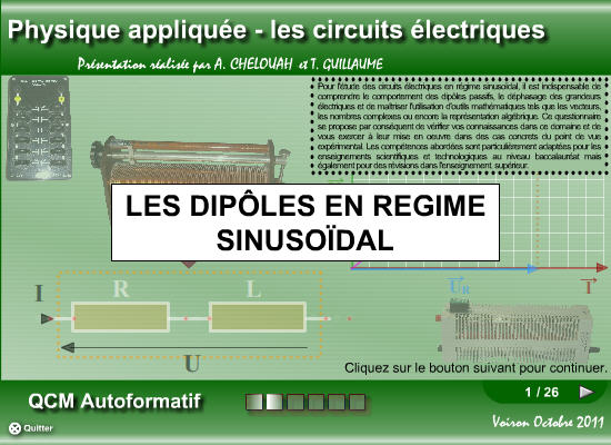 QCM BTS dipôles en régime sinusoïdal