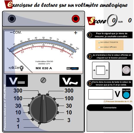 voltmetre analogique.