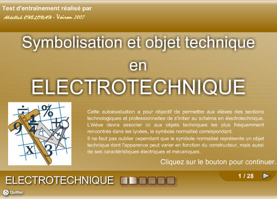 Questionnaire sur les symboles en schéma électrique